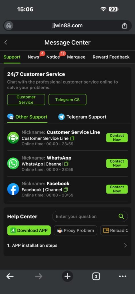 JJWin Customer Support